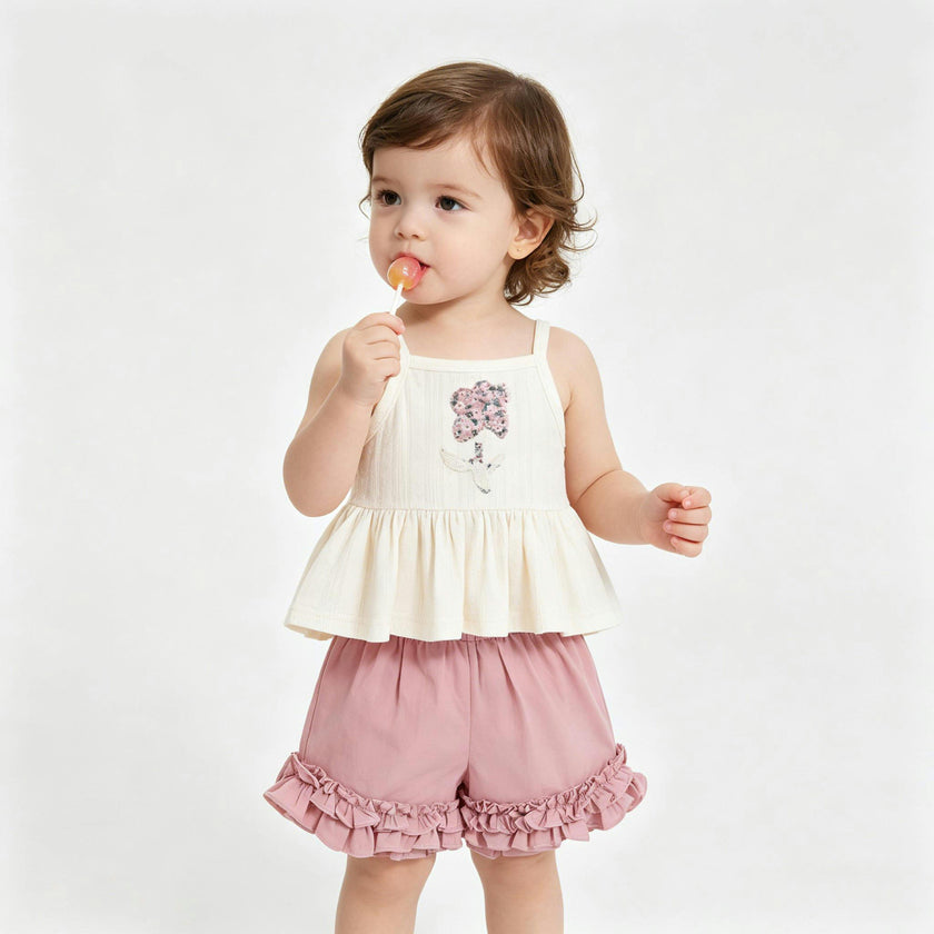 Pink Ruffle Short Set