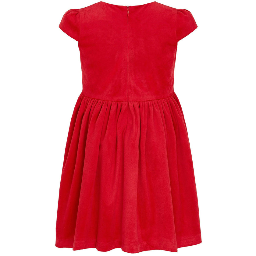 Joy Velvet Plaid Bows Occasion Party Dress, Red