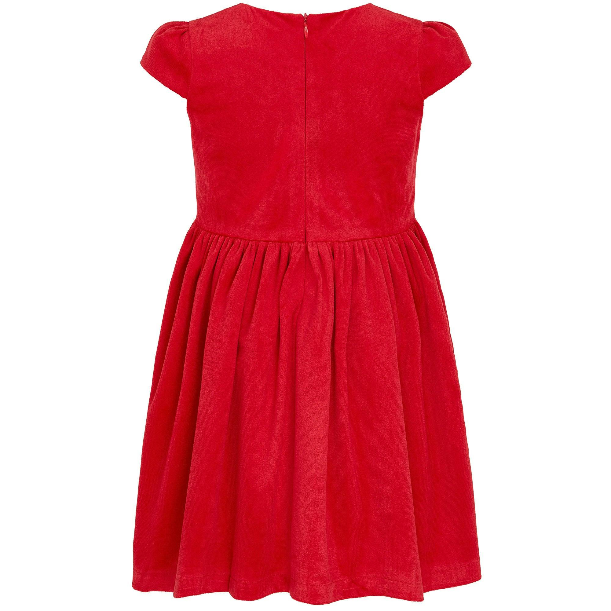 Joy Velvet Plaid Bows Occasion Party Dress, Red