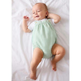 Wimbledon Stripe Button Detail Romper in Green (3mths-2yrs)
