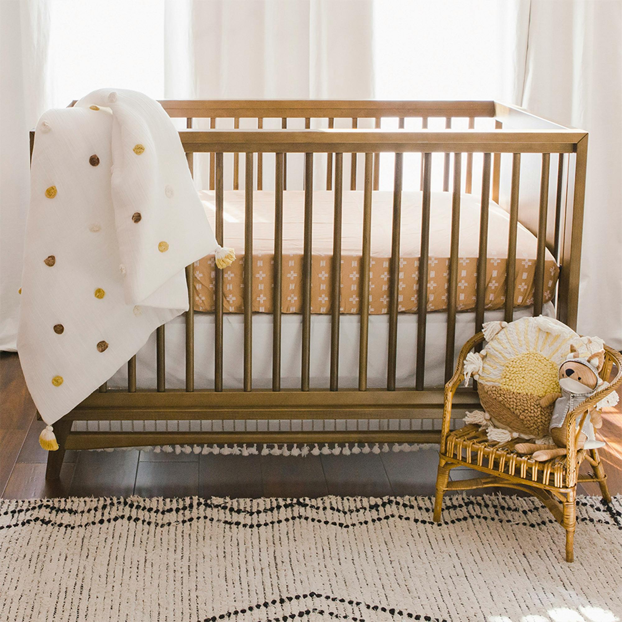 Kendi Copper Dash Cotton Fitted Crib Sheet