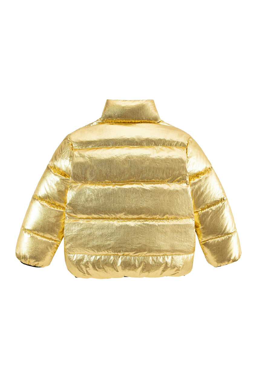 Fallon Metallic Puffer Jacket, Gold
