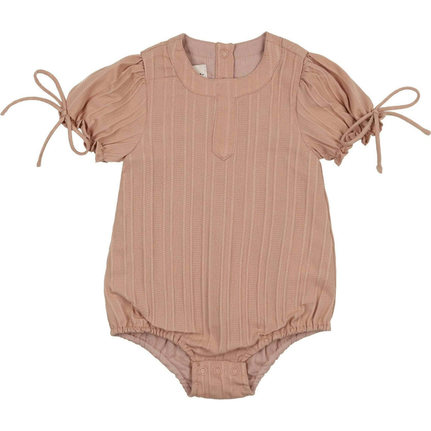 Striped Faux Tab Girls Romper