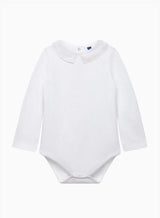 Baby Long-Sleeved Monty Stitched Bodysuit in White/Oatmeal