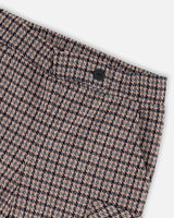 Jacquard Knit Flare Pants with Houndstooth Pattern