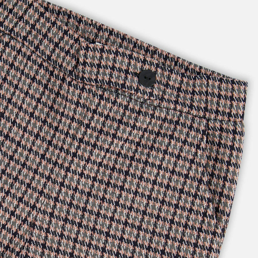 Jacquard Knit Flare Pants with Houndstooth Pattern