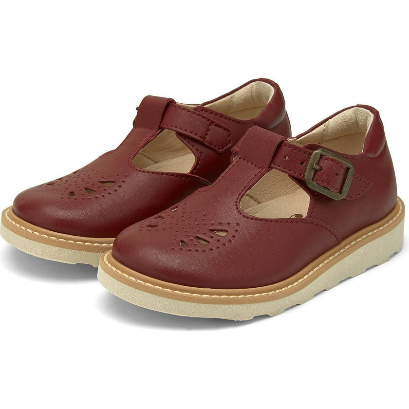 Rosie Vegan T-Bar Shoe, Burgundy