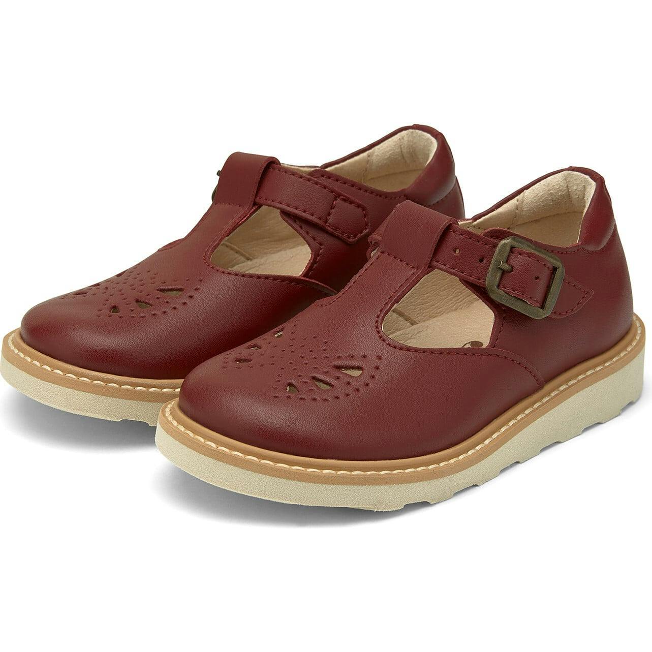 Rosie Vegan T-Bar Shoe, Burgundy