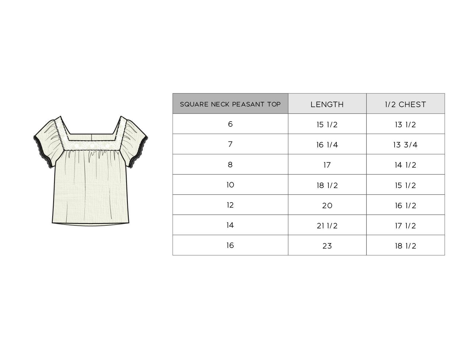 Square Neck Peasant Top