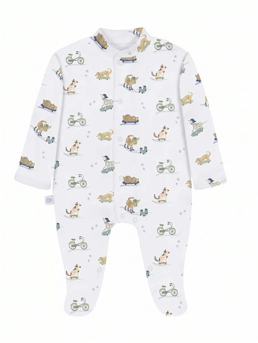 Roller Pups Boy  Pima Cotton Baby One-Piece Pajamas