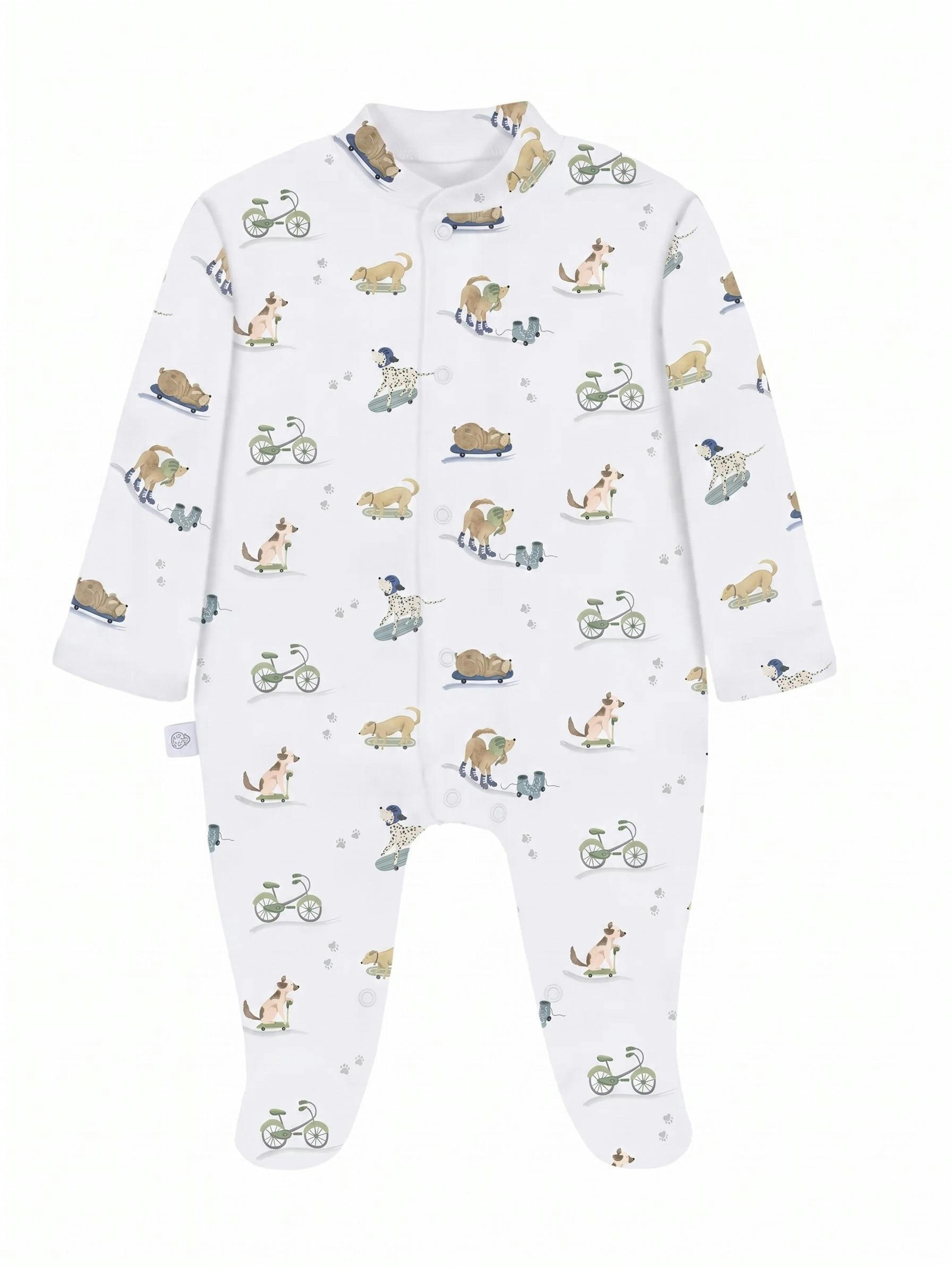Roller Pups Boy  Pima Cotton Baby One-Piece Pajamas