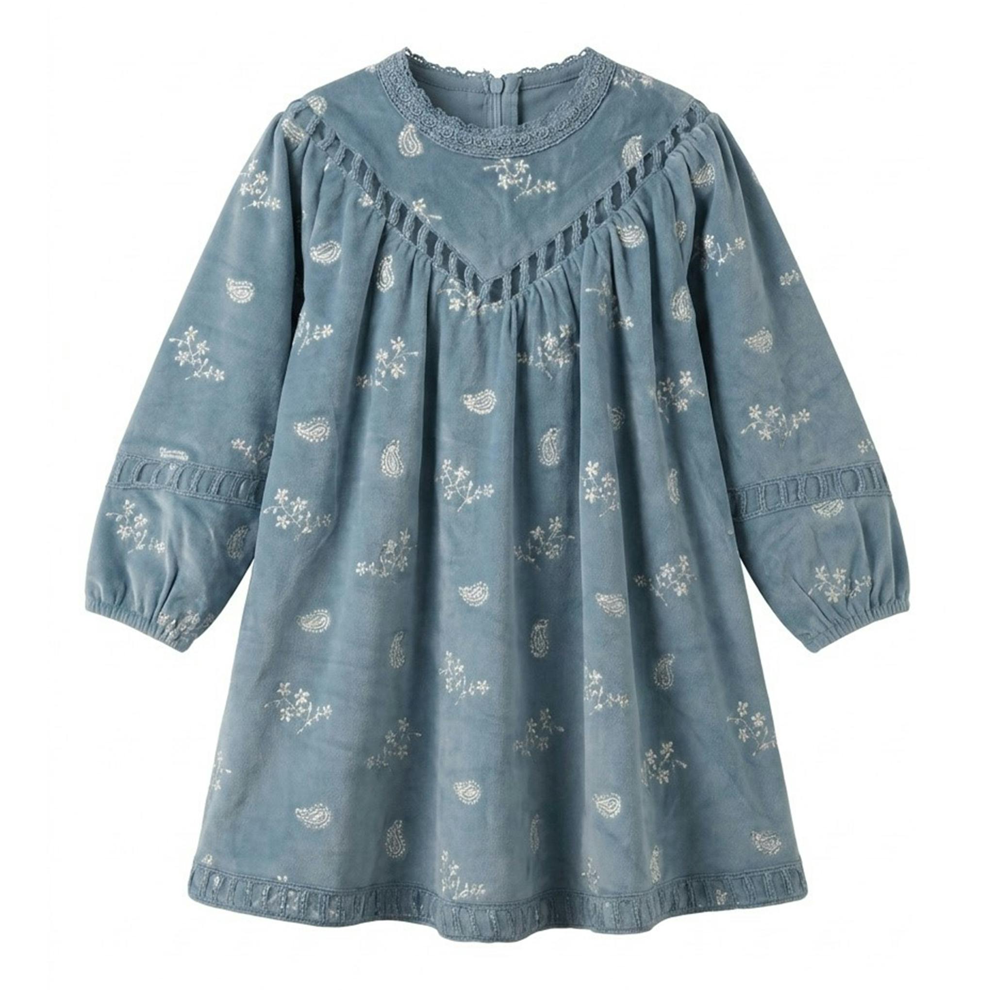 Embroidered Velour Dress