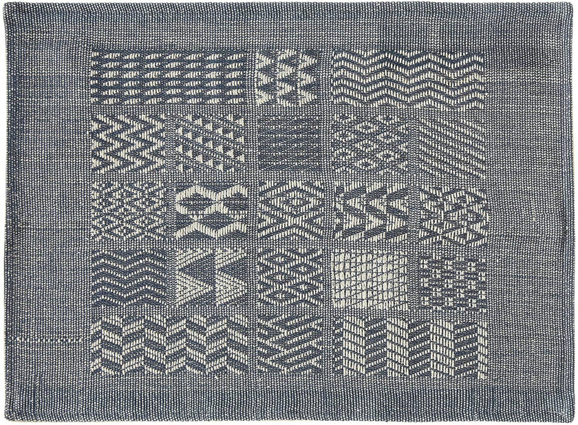 Artisan Hand Loomed Placemat - Indigo Blocks - 14" x 19"- Set of 4
