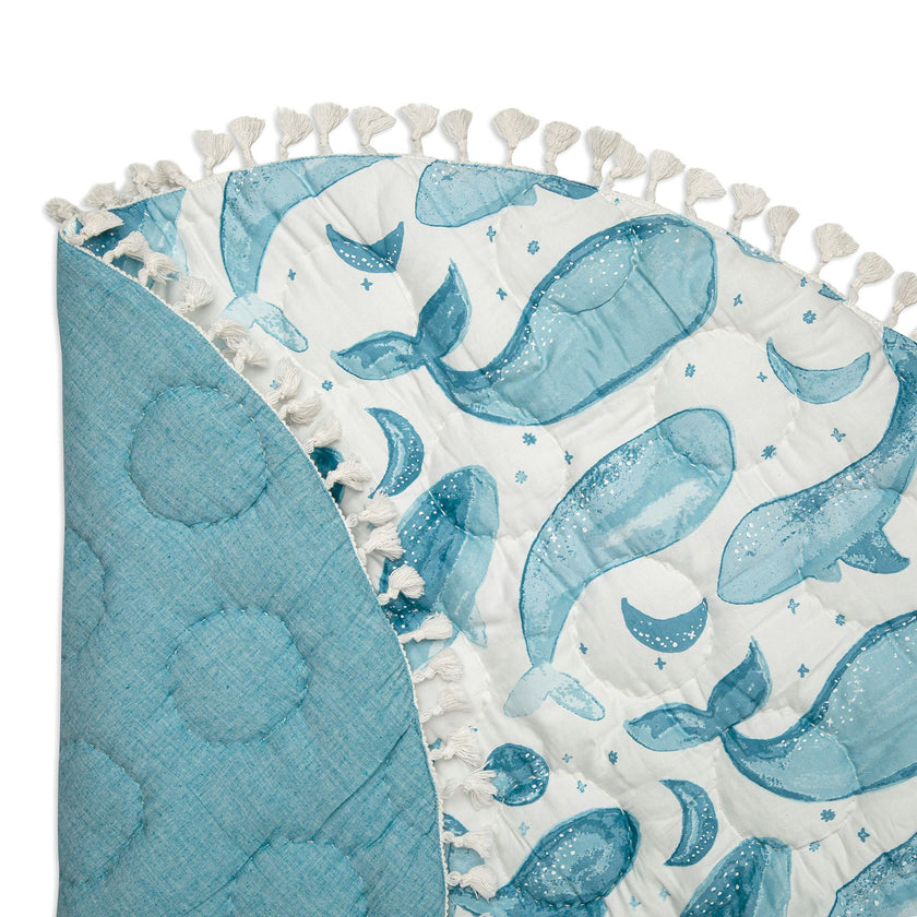 Caspian Whale Cotton Quilted Baby Play Mat