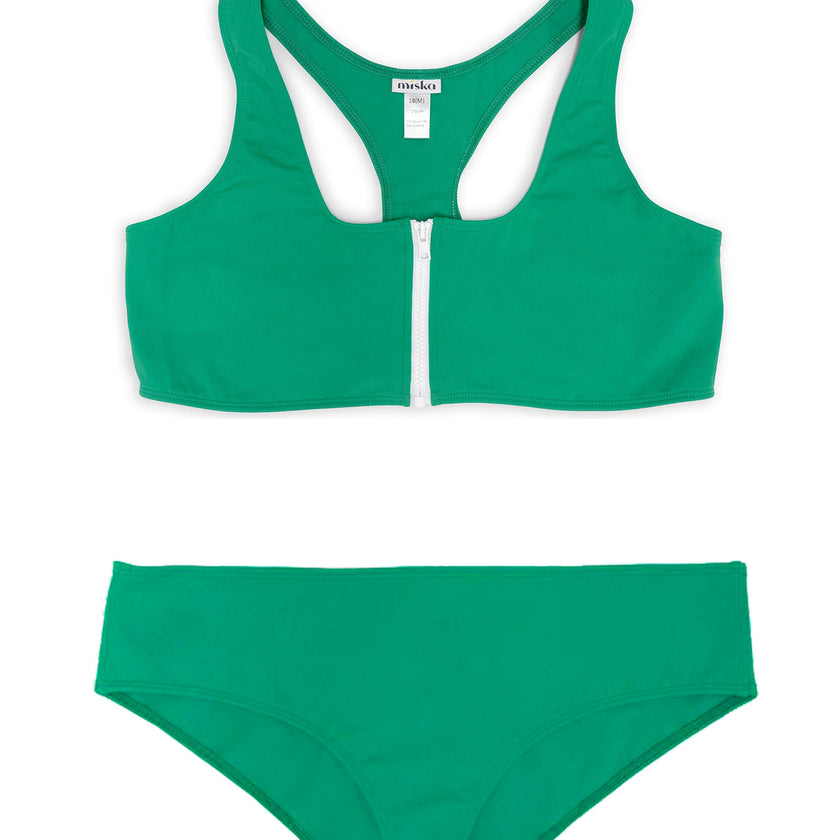 Teen Two-Piece Swimsuit, Racerback & Shorty - Mangrove Green