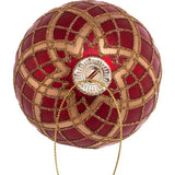 80MM Red with Gold Plaid Glass Ball Ornaments