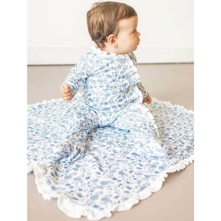 Floral Bunnies Pima Cotton Baby One-Piece Pajamas