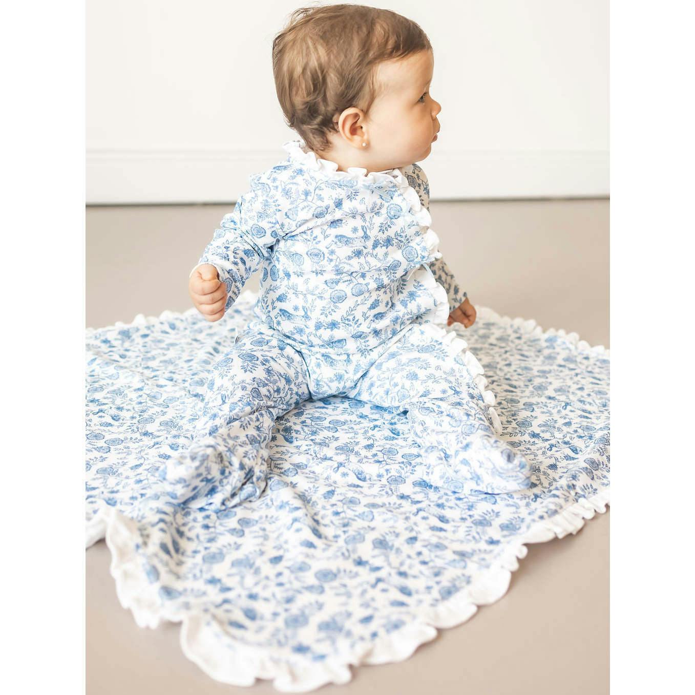 Floral Bunnies Pima Cotton Baby One-Piece Pajamas