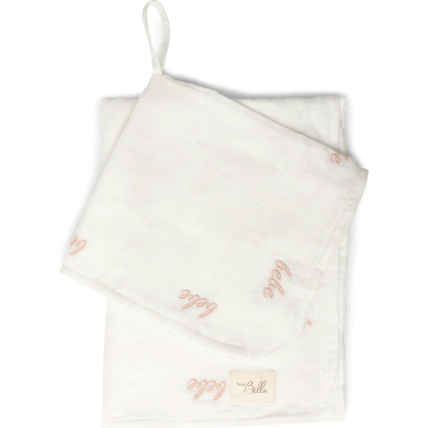 Embroidered Swaddle and Lovey Set Off White/Light Maple