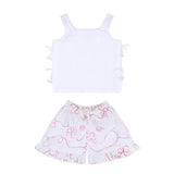 White Color jardin Top and Shorts Set