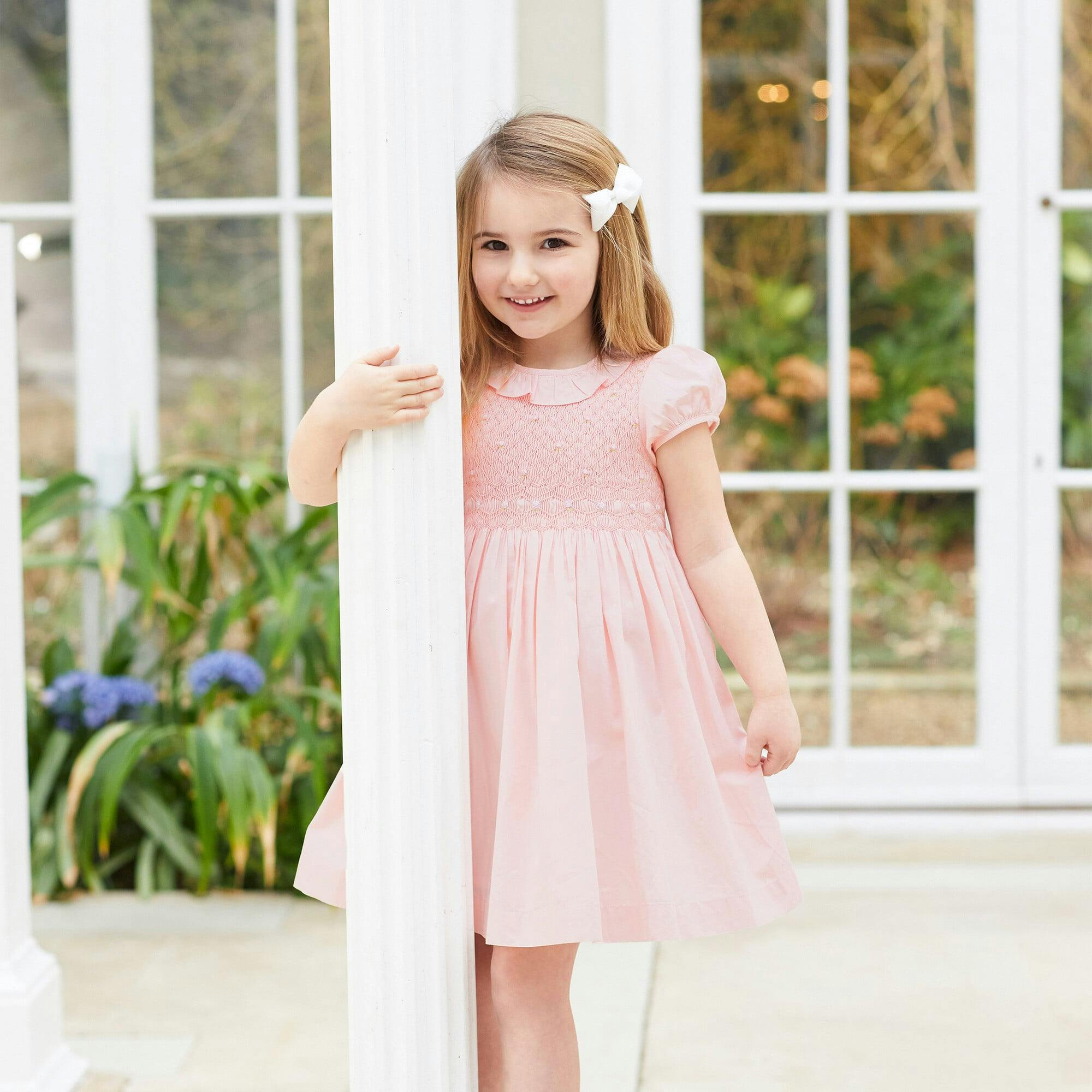Willow Rose Hand Smocked Dress in Pink