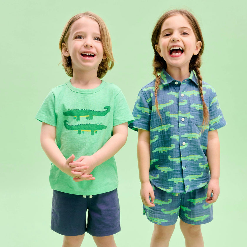 Clearance kids cotton gauze button down in gator pals