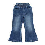 Girls Flare Denim Jeans in Dark Blue Wash
