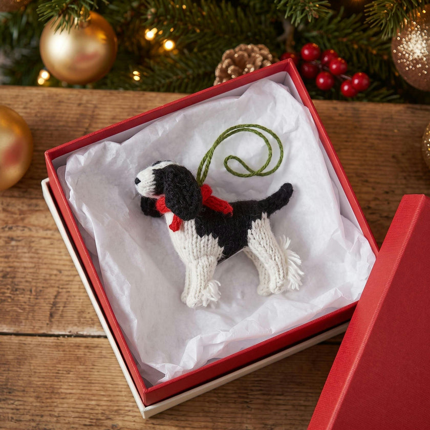 Spaniel Dog Hand Knit Christmas Ornament