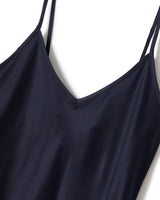 The Bijou Silk Mini Slip Dress in Navy