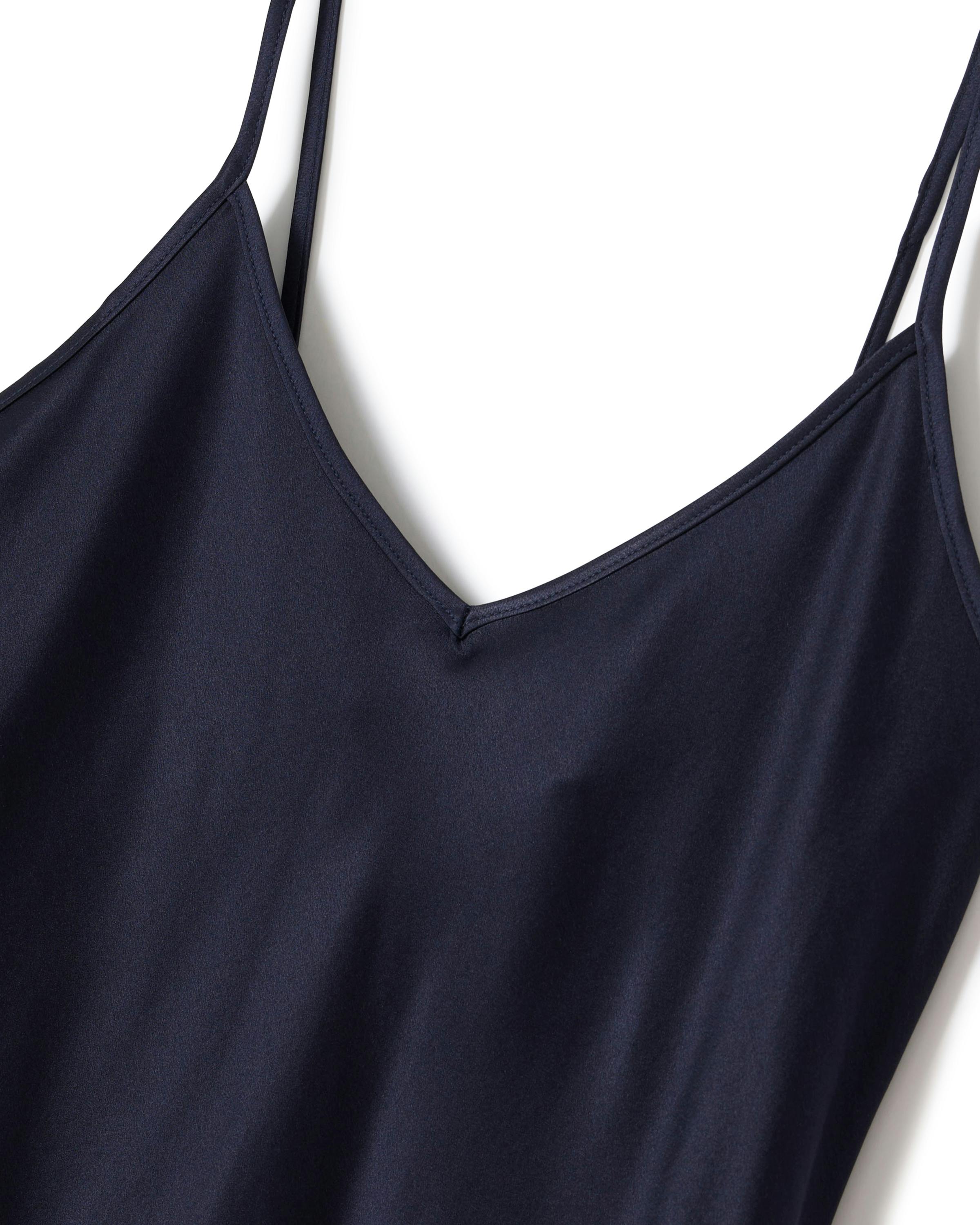 The Bijou Silk Mini Slip Dress in Navy