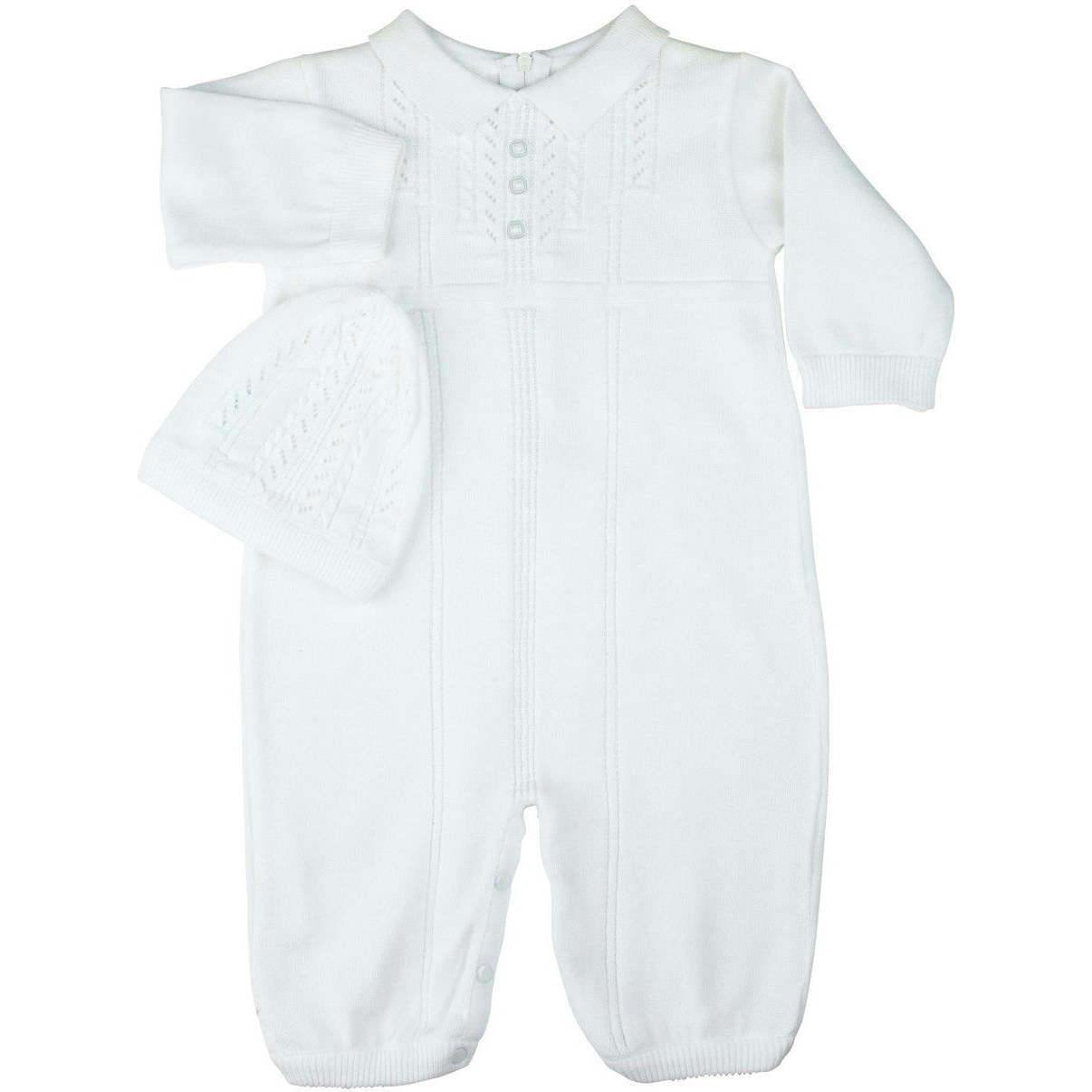 Boys Collar Knit Longall with Hat Blue