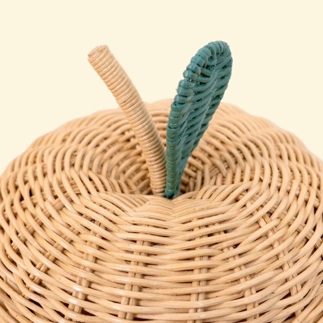 Handcrafted - Apple Rattan Storage Basket Natural (Small) - Rattan Wicker