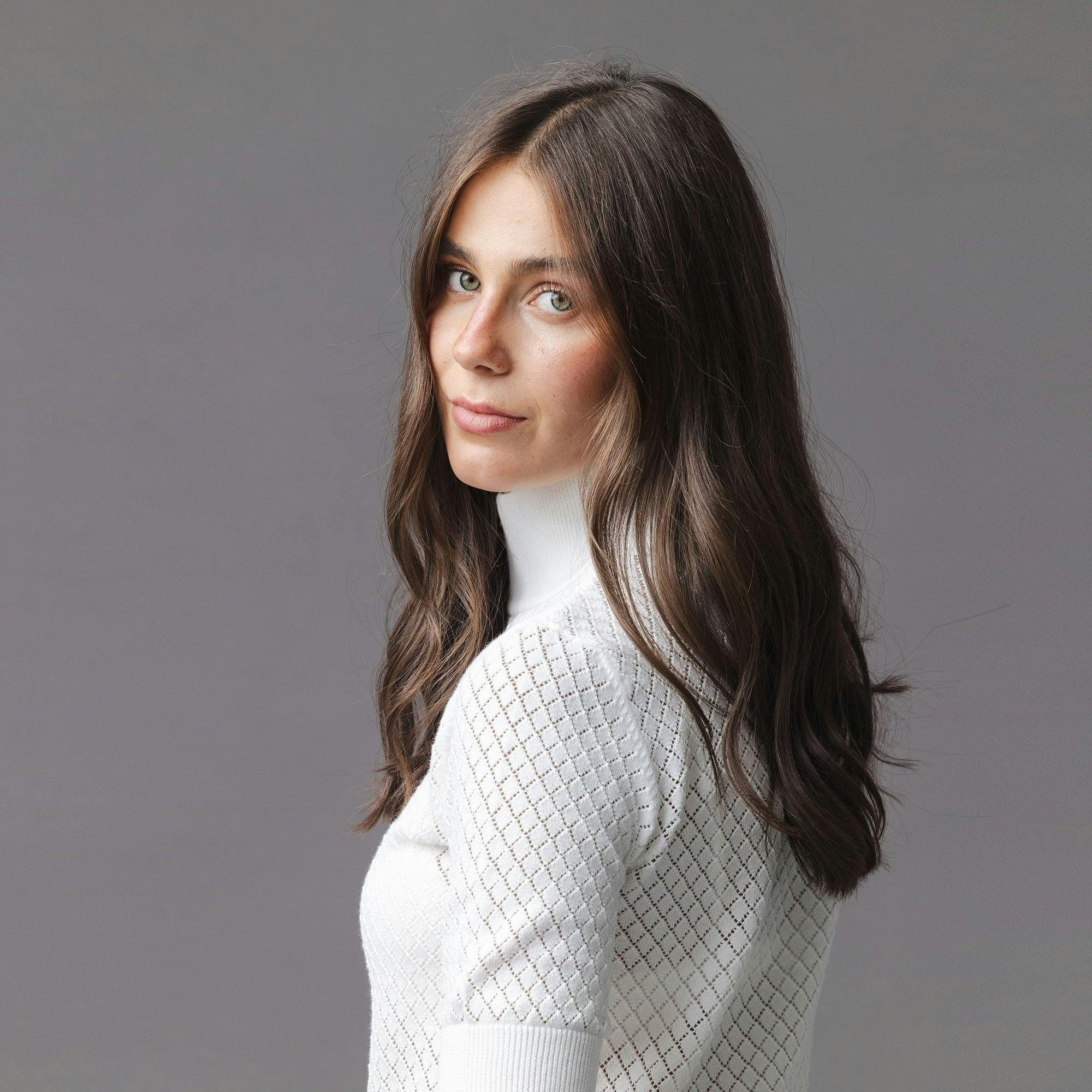 Organic Diamond Stitch Mock Neck Sweater