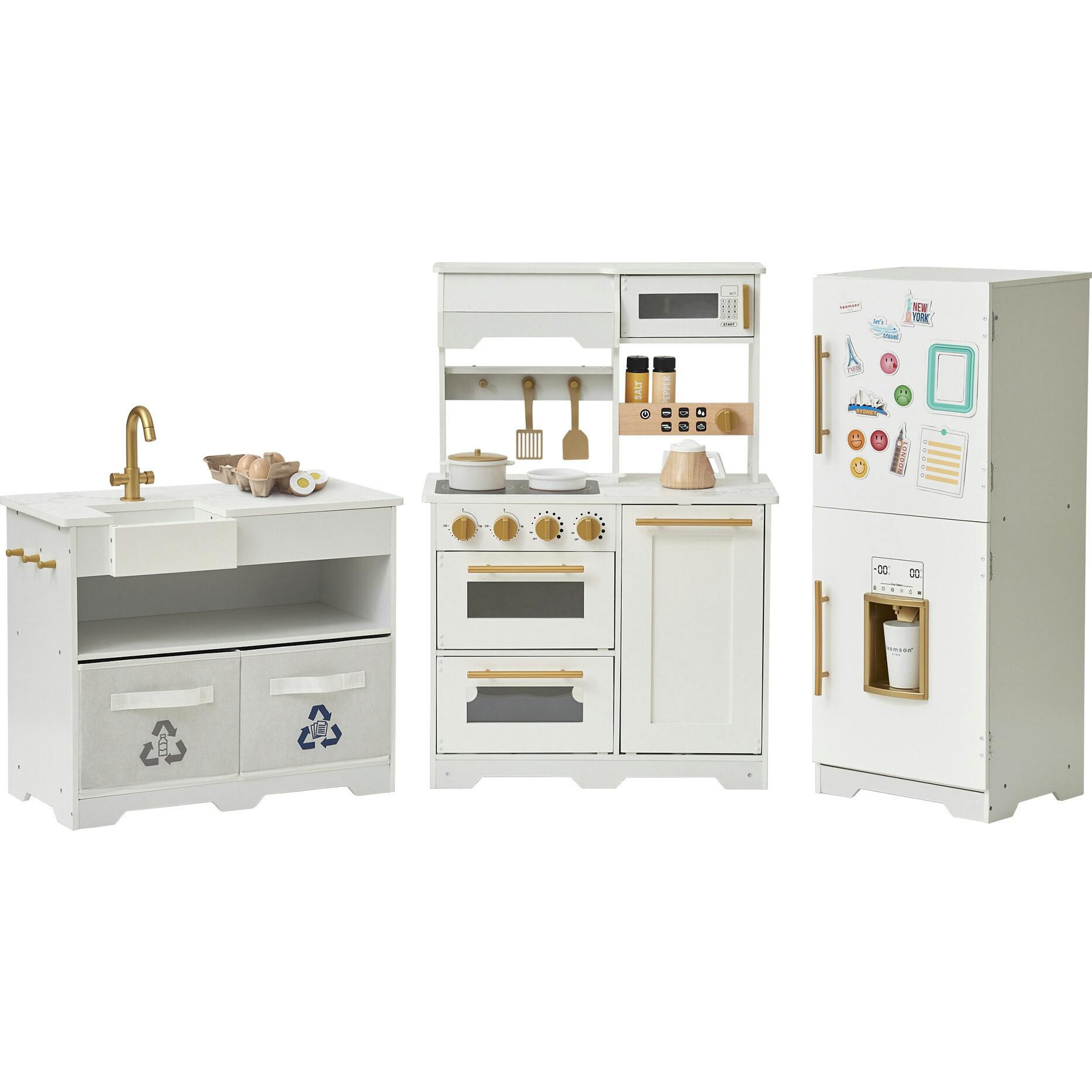 Little Chef Atlanta Large Modular Play Kitchen - White/Gold