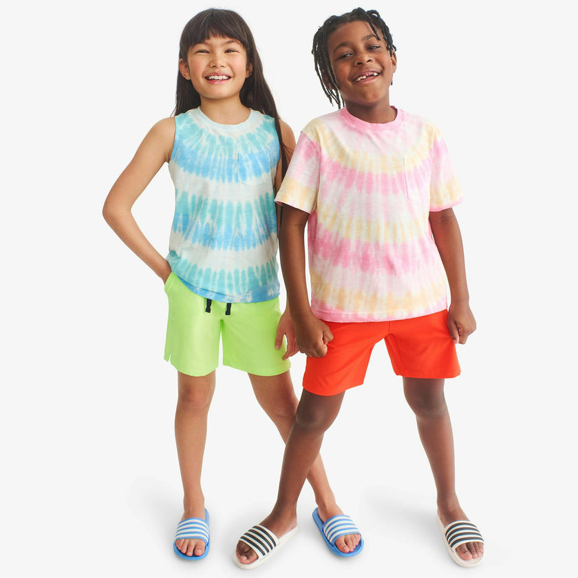 Kids pocket tank in tie-dye