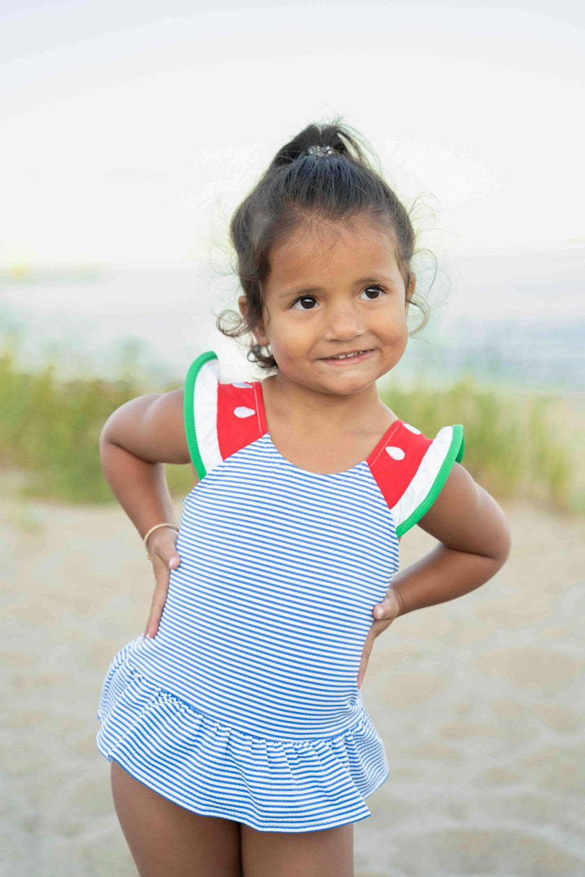 Seersucker Swimsuit with Watermelon