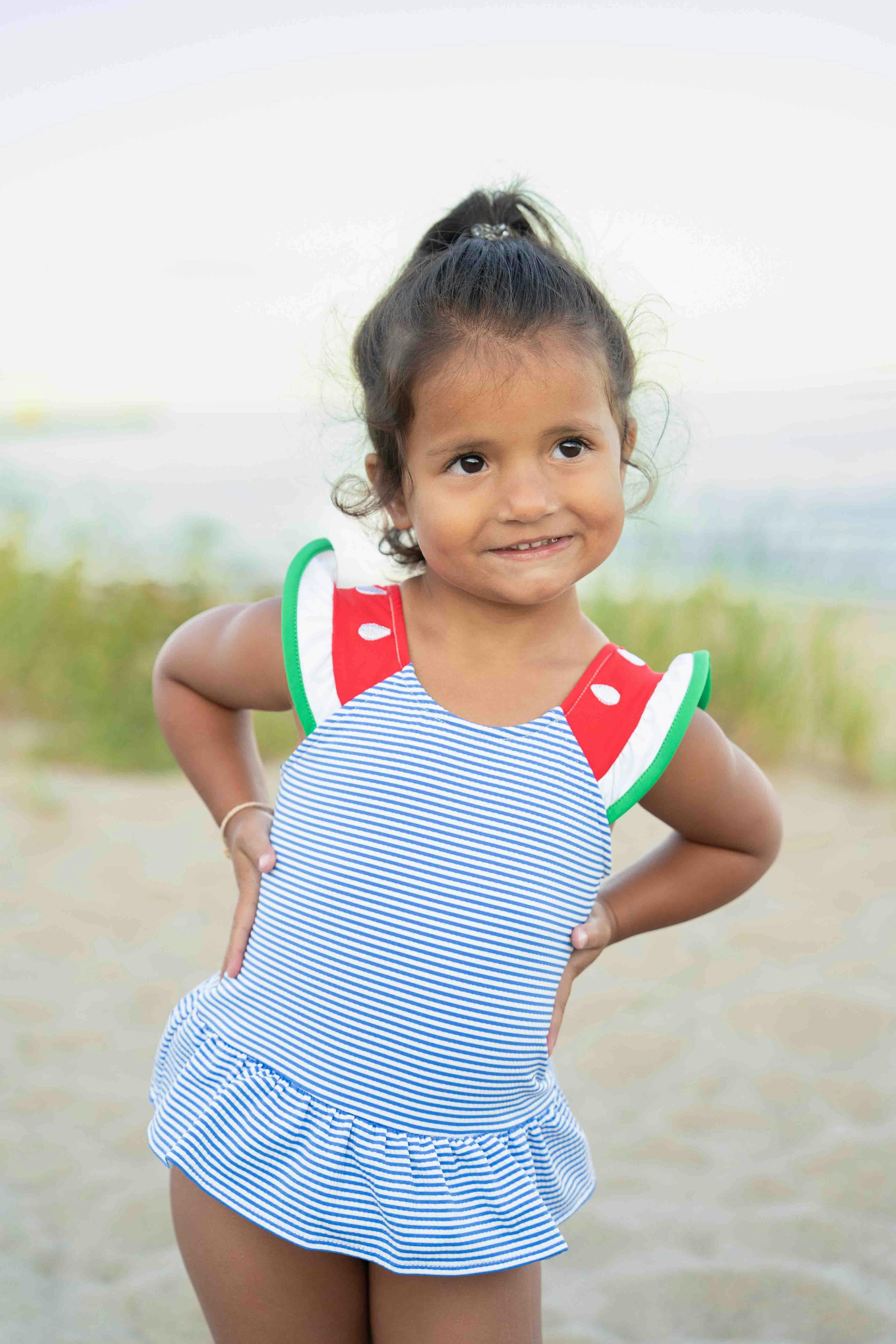 Seersucker Swimsuit with Watermelon