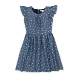 Organic Ruffle Sleeve Chambray Dress