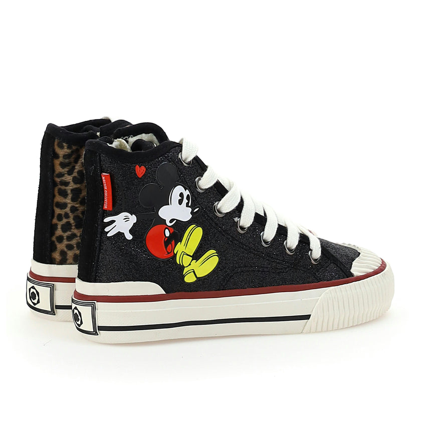 Black Mickey Leopad High Top Sneakers