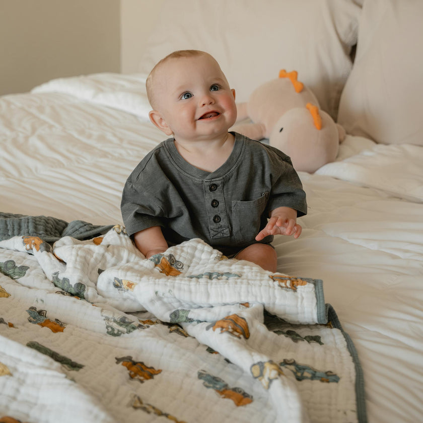 Original Cotton Muslin Quilt - Work Trucks