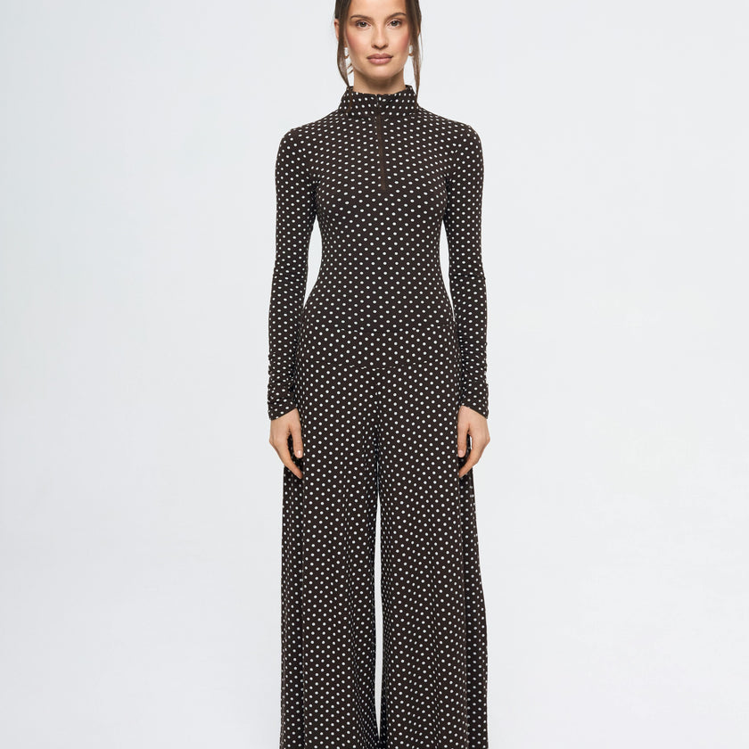women's palazzo pants - choco dots