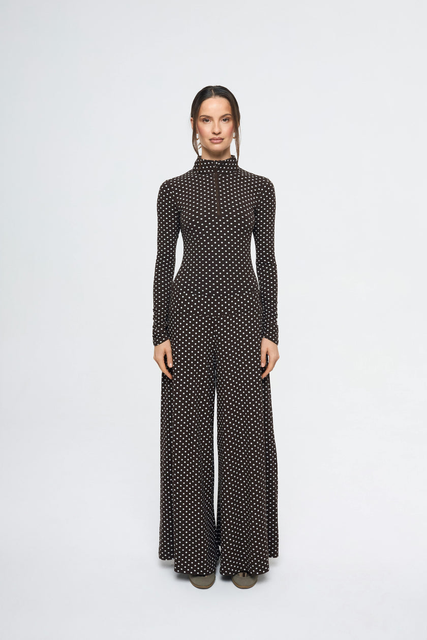 women's palazzo pants - choco dots