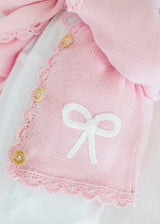 Crochet Cardigan - Pink Bow