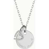 Personalized Crystal M Necklace, Sterling Silver