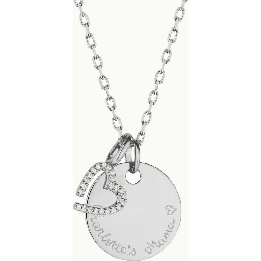 Personalized Crystal M Necklace, Sterling Silver