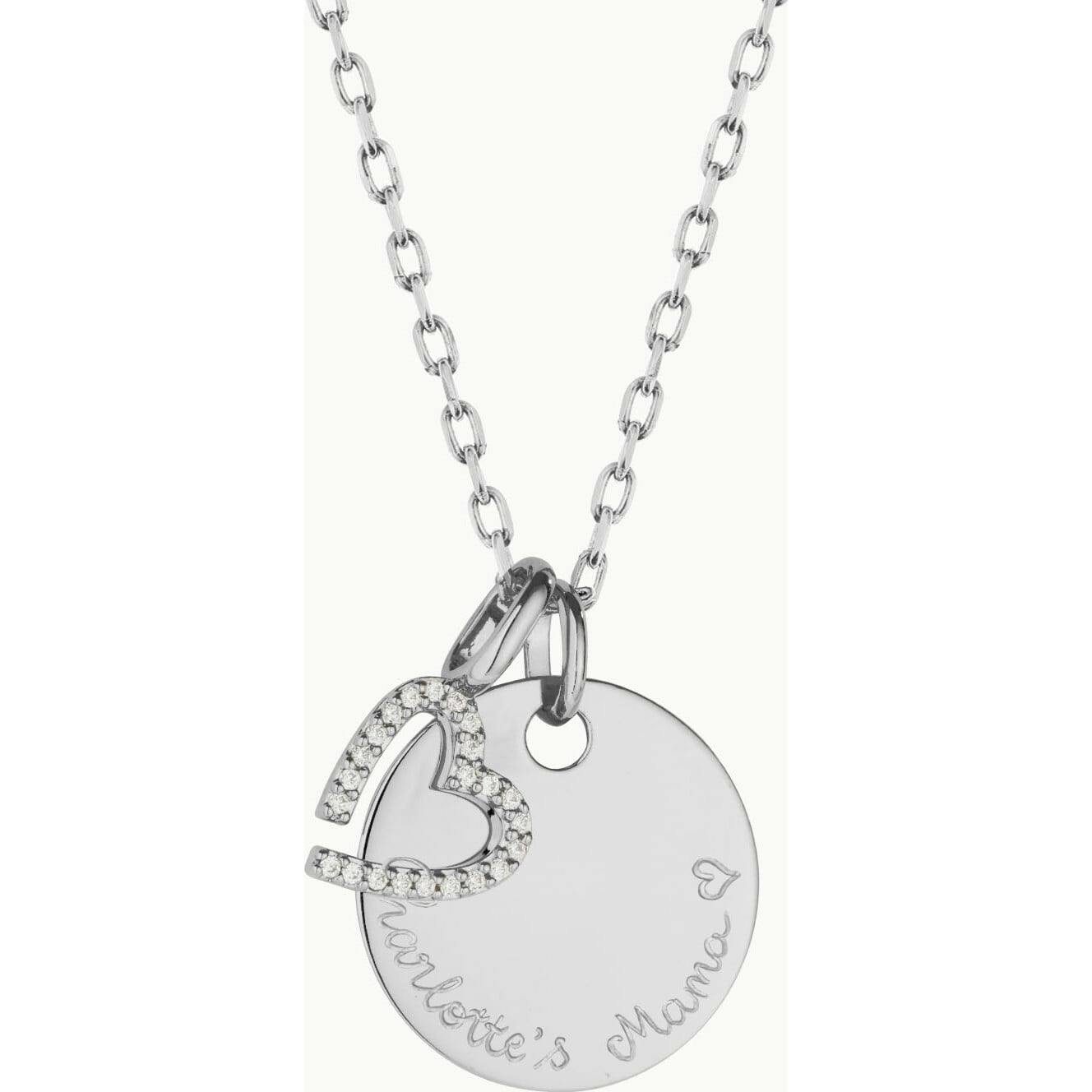 Personalized Crystal M Necklace, Sterling Silver