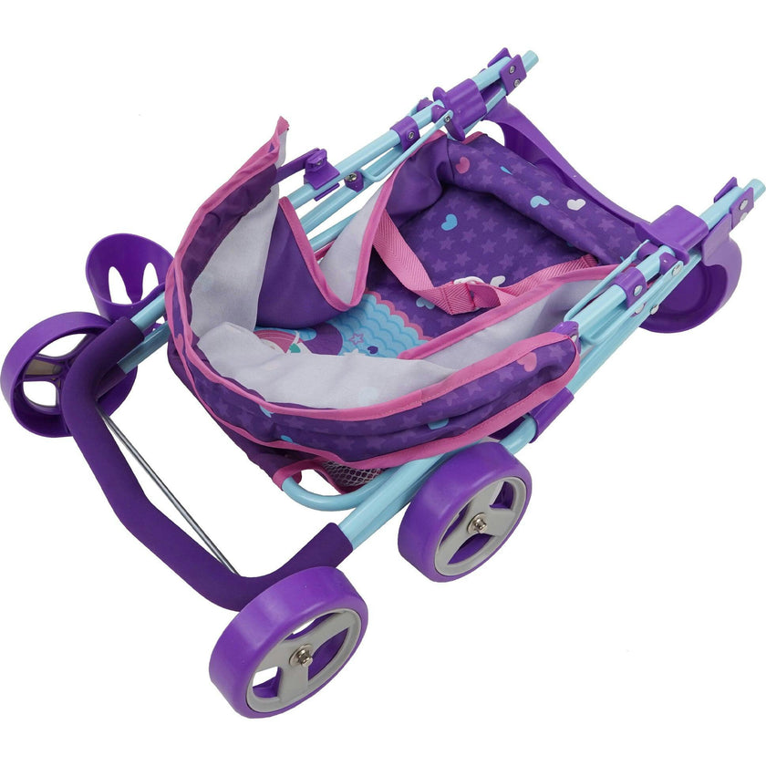 509: Mermaid Doll Stroller W/ Canopy & Cup Holder
