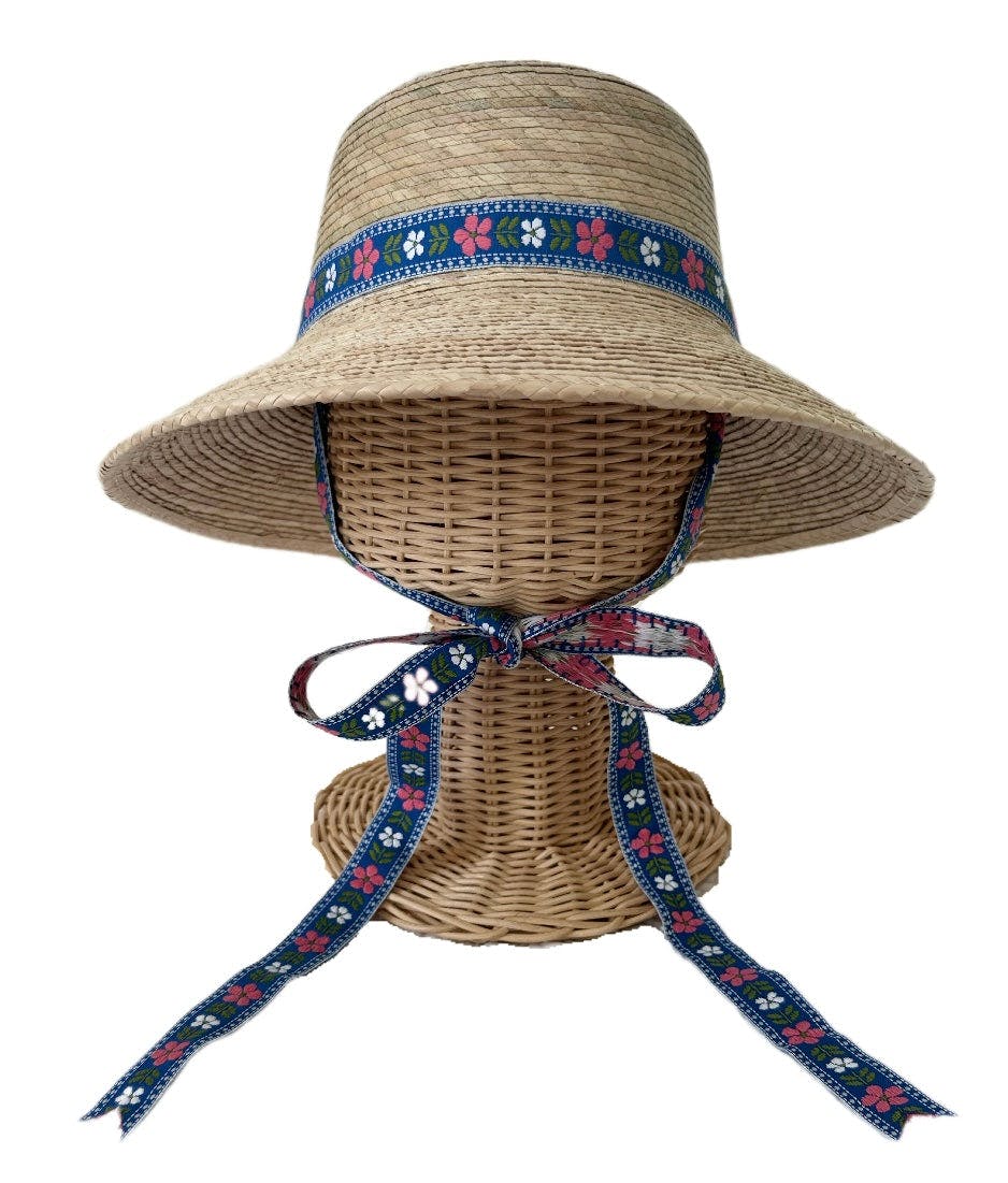 Palmetto Girl’s Hat - Vintage Floral Ribbon