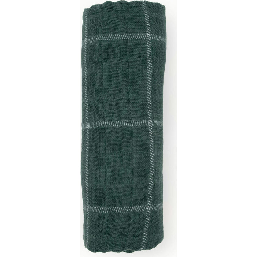Cotton Muslin Swaddle Blanket - Evergreen Plaid