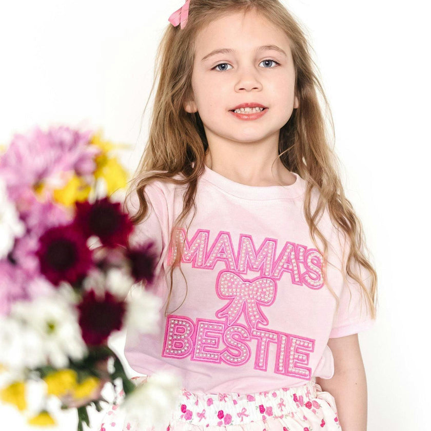 Mama's Bestie Pearl Patch Short Sleeve T-Shirt - Ballet